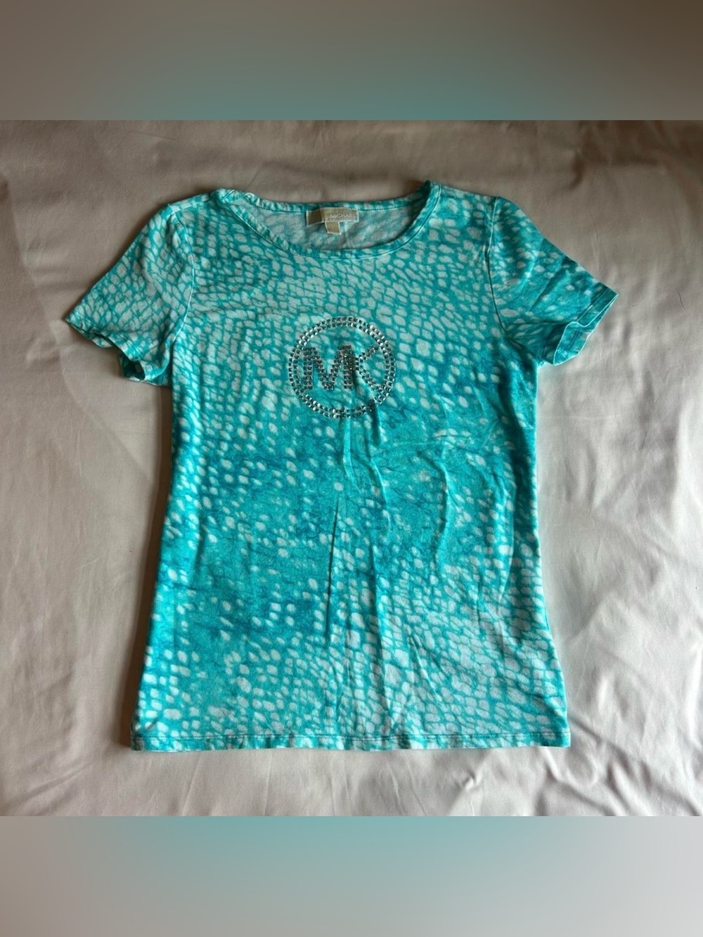 Michael Kors Tie-Dye Rhinestone Logo Tee – Size Large
